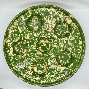 Vintage Roseville Pottery Green Spongeware Cupcake/Muffin Pan 1997